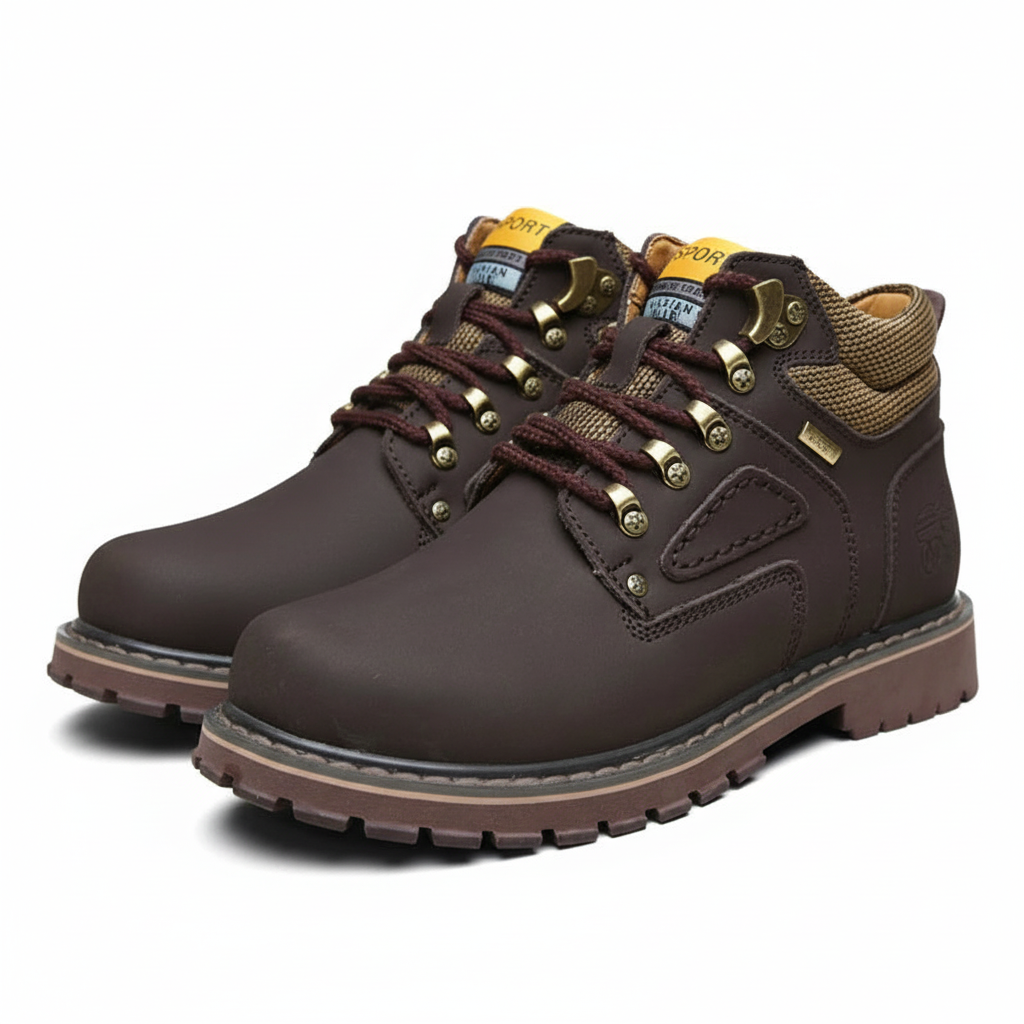 Men's outdoor winter boots, waterproof and lined, ensuring dry and warm feet in snow
