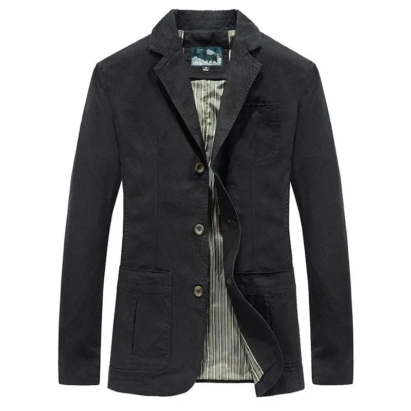 Khaki men's vintage military style summer jacket, ideal lightweight casual outerwear for spring fashion.
