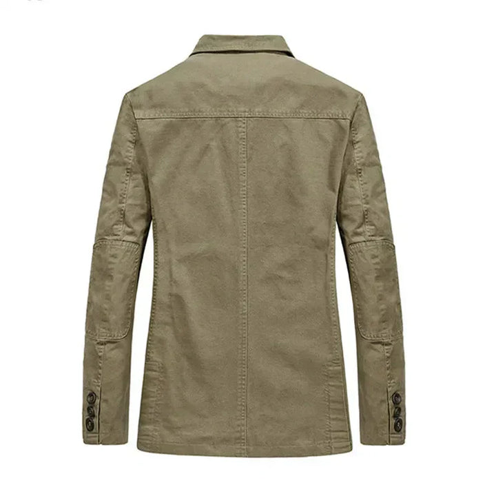 Stylish men's green vintage military summer jacket, a lightweight and comfortable option for spring outerwear.