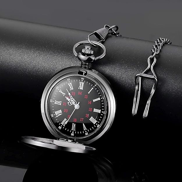 Stylish quartz pocket watch for men, antique bronze finish, with an elegant chain accessory