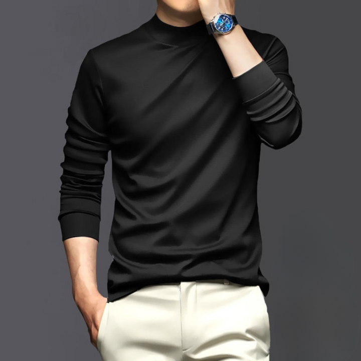 Men's warm & comfortable long sleeve shirt in breathable polyester, ideal for winter layering & everyday style.