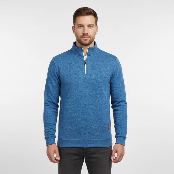 Cozy men's casual pullover, Samuel knit sweater with quarter-zip feature
