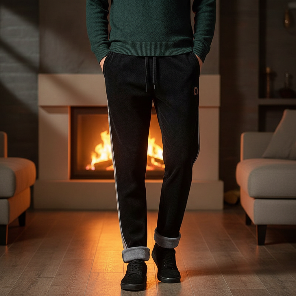 Men's warm fleece-lined jogger trousers in gray, perfect for winter loungewear and athletic wear