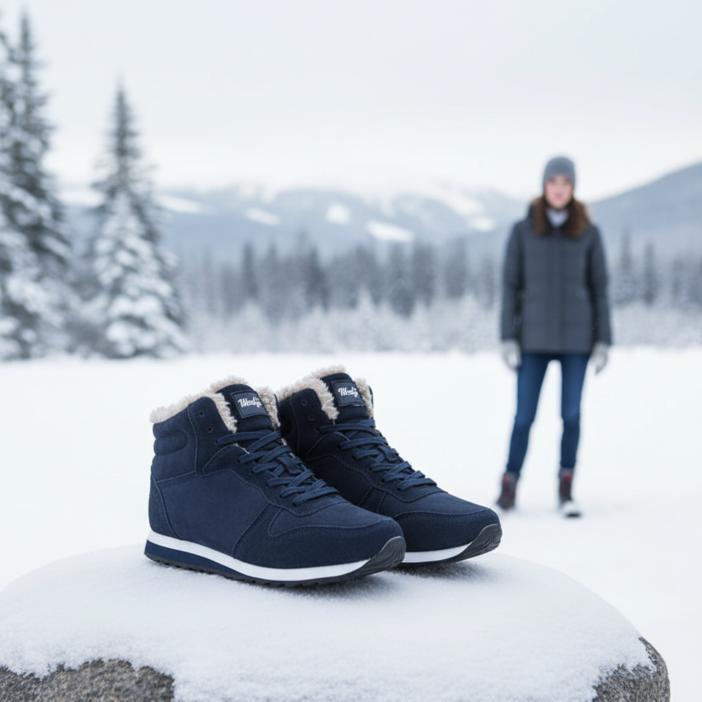 Men's warm lined high-top sneaker boots, black, side view, for winter fashion