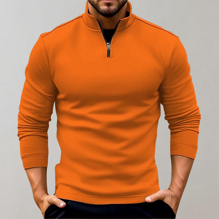 Versatile men's quarter-zip sweater. A stylish and warm casual knitwear piece for any season.