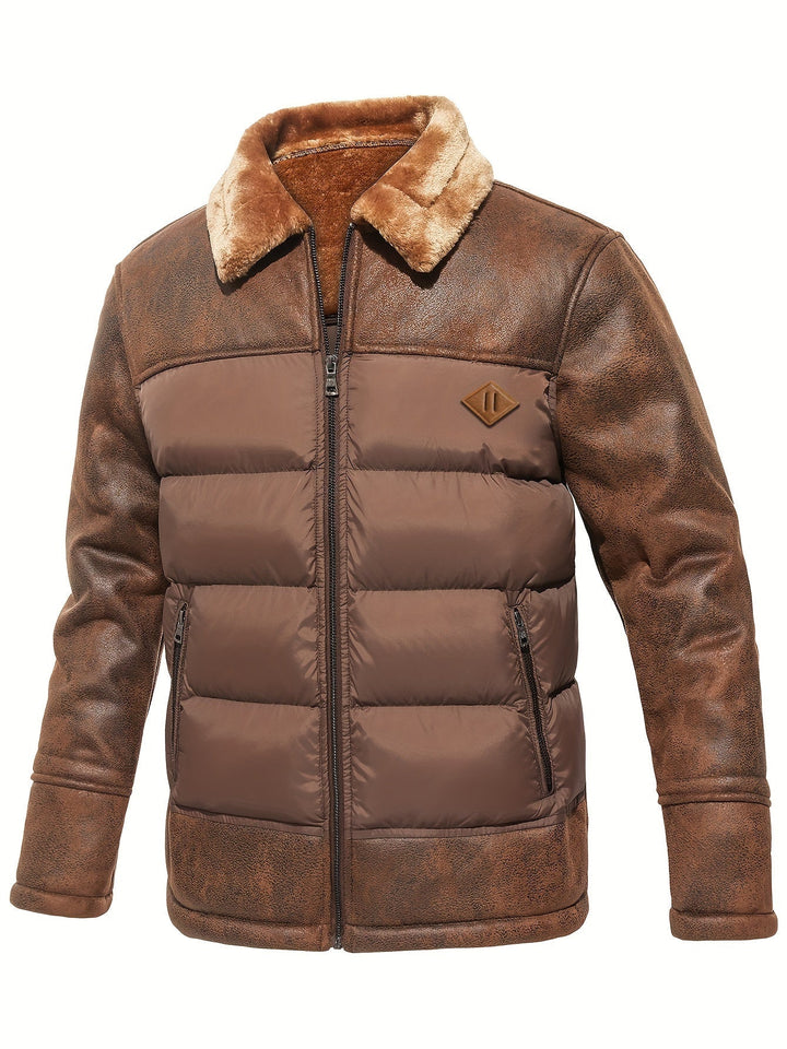 Stylish men's warm winter jacket. Durable outdoor wear for comfort & protection in cold weather.