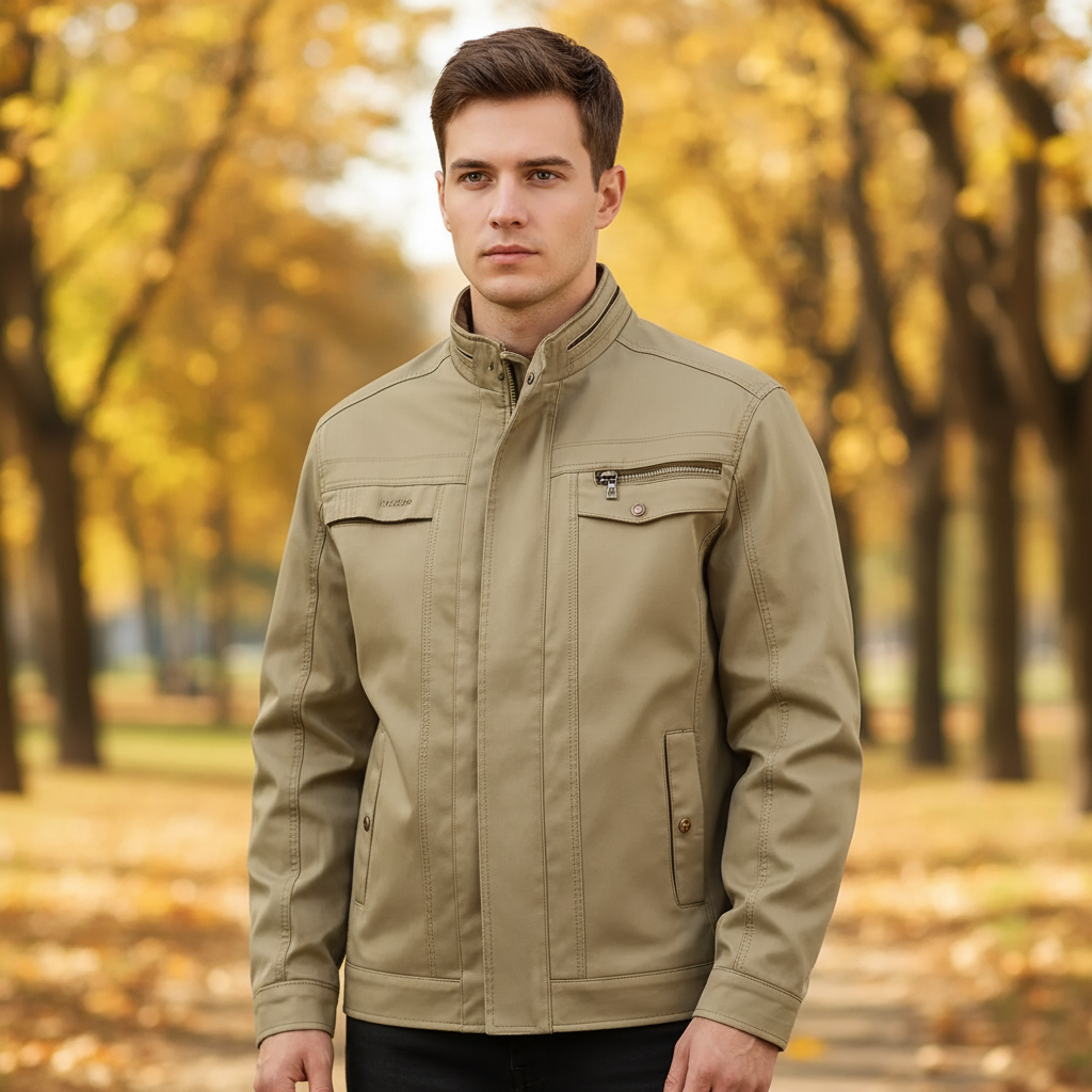 Men's water-repellent field jacket in cotton for casual spring and autumn wear, Walter model