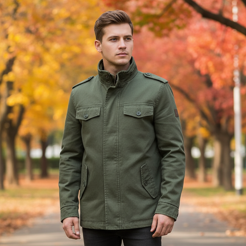 Men's waterproof cargo jacket Julian, dark grey cotton for outdoor wear in autumn