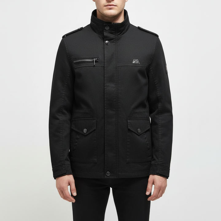 Back view of Julian men's waterproof cotton jacket, highlighting the comfortable fit