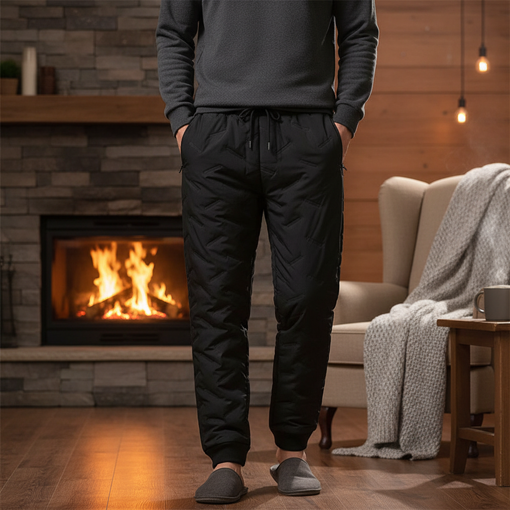 Men's waterproof fleece-lined jogging trousers, ideal for winter outdoor wear and athletic activities