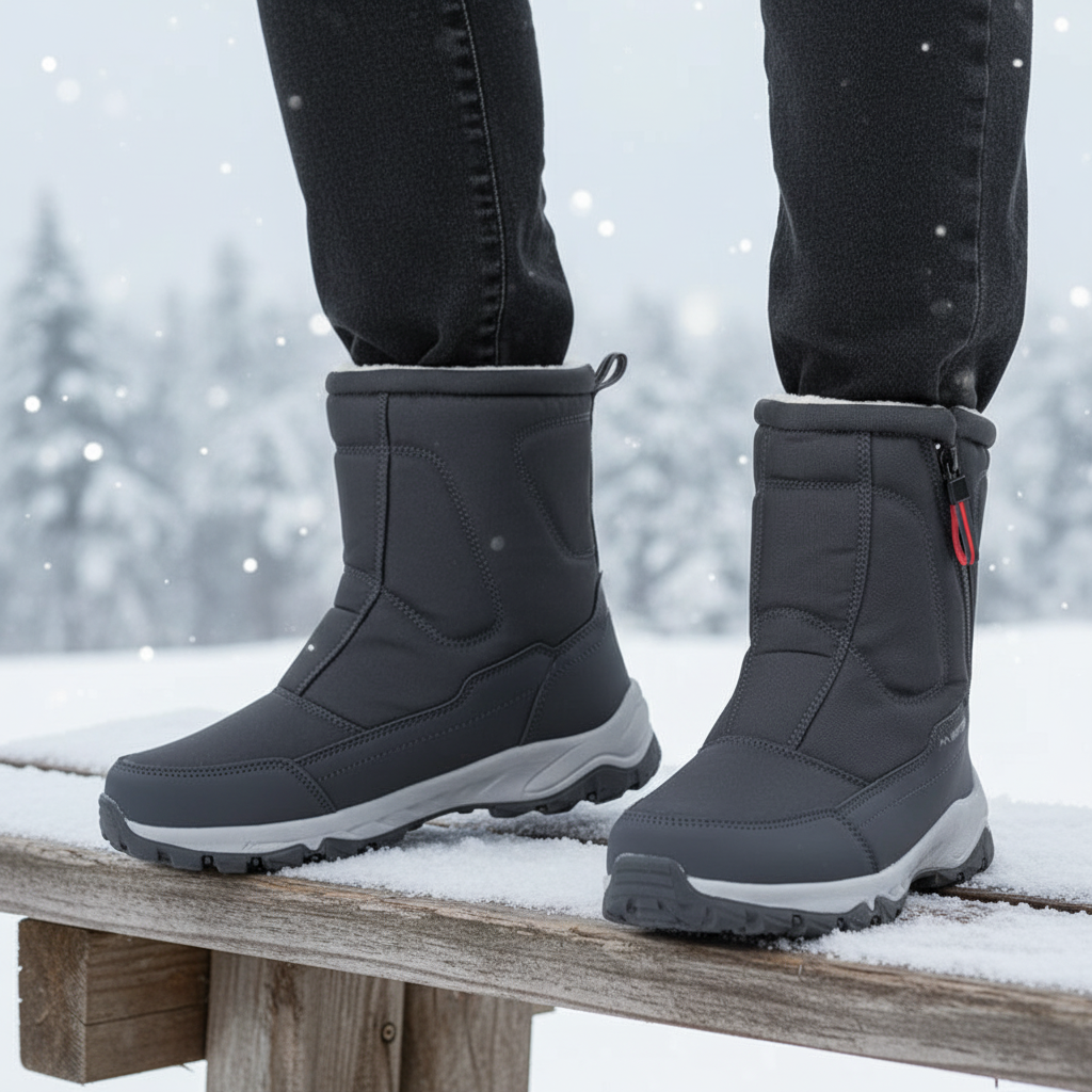 Men's waterproof mid-cut winter boots, ideal for snow and cold weather outdoor adventures