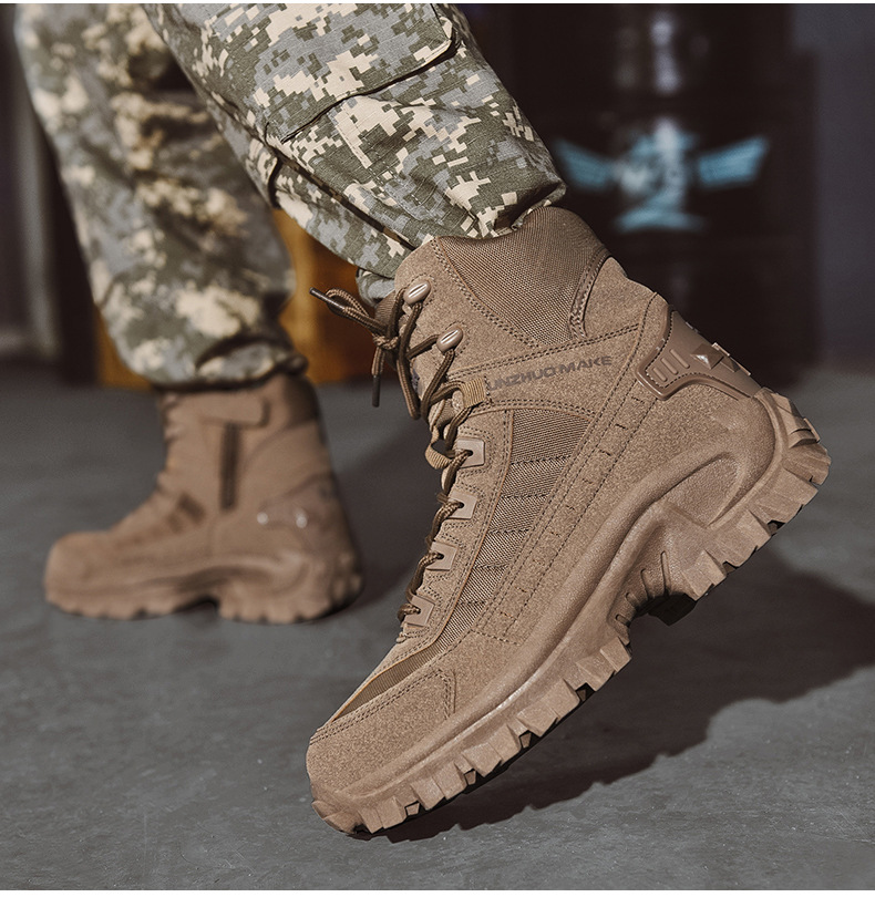 Anti-Puncture Work Boots: Rugged men's tactical boots, waterproof, non-slip, perfect for construction & outdoor work.