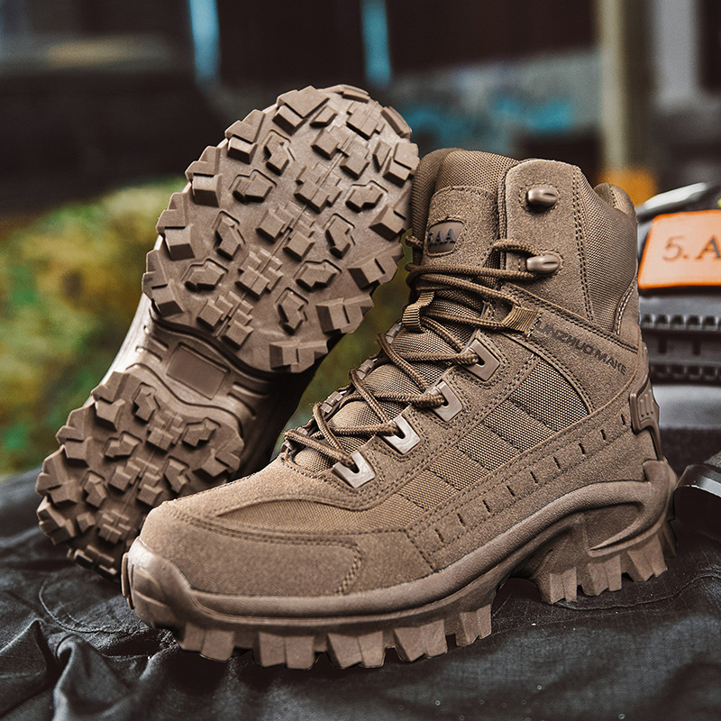Waterproof Hiking Boots: Men's durable outdoor footwear, anti-puncture sole, non-slip, built for comfort & safety.