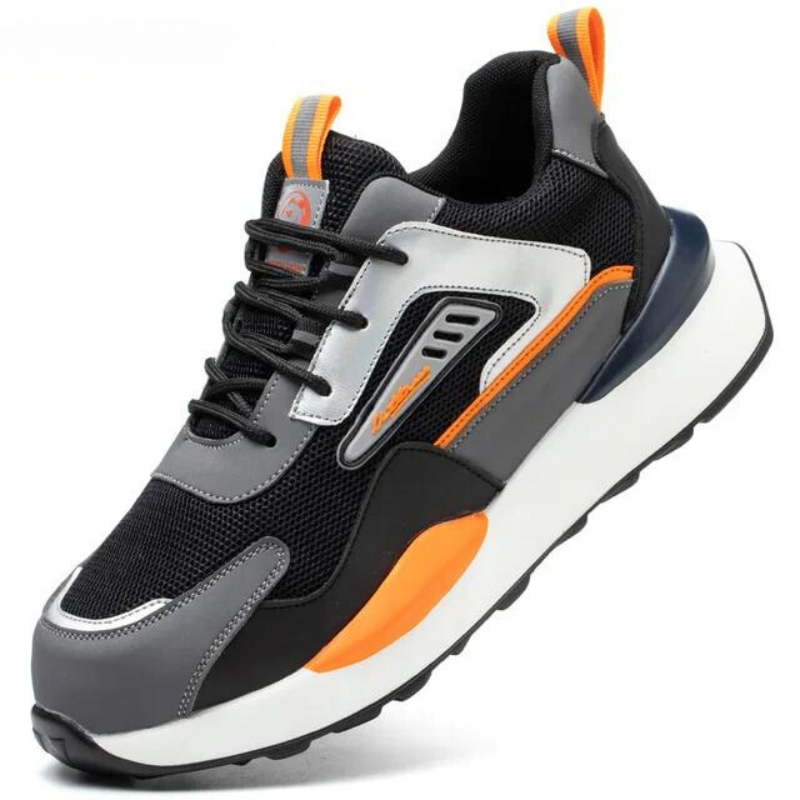 FlexGuard lightweight safety work shoes for men & women, slip-resistant steel toe & puncture-proof design.