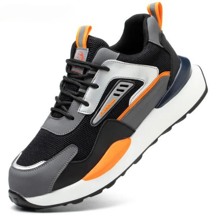 FlexGuard lightweight safety work shoes for men & women, slip-resistant steel toe & puncture-proof design.