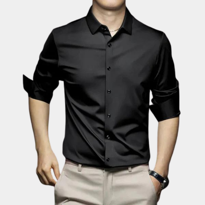 Men's wrinkle-free timeless dress shirt in a classic fit, perfect for professional or casual wear.