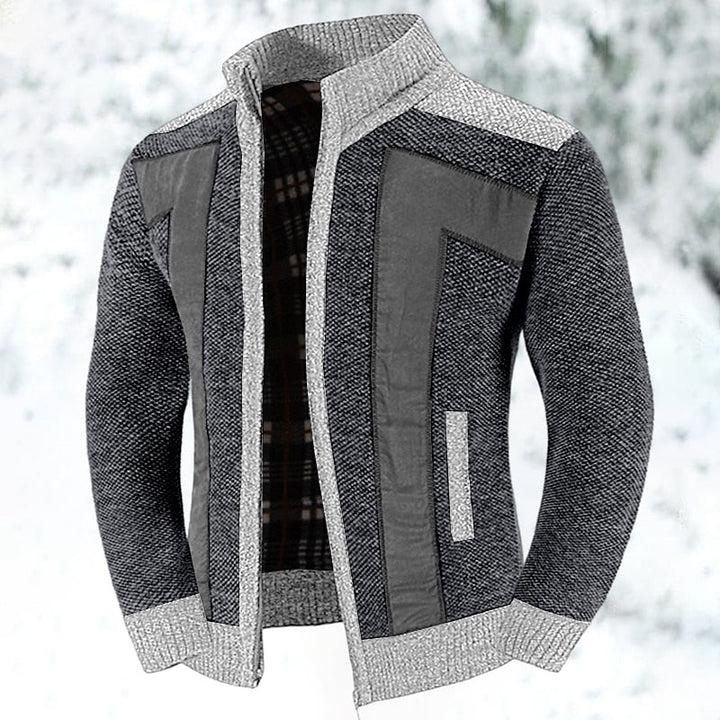 Men's zip-front wool blend vest with matching long-sleeve jumper for easy, warm layering.