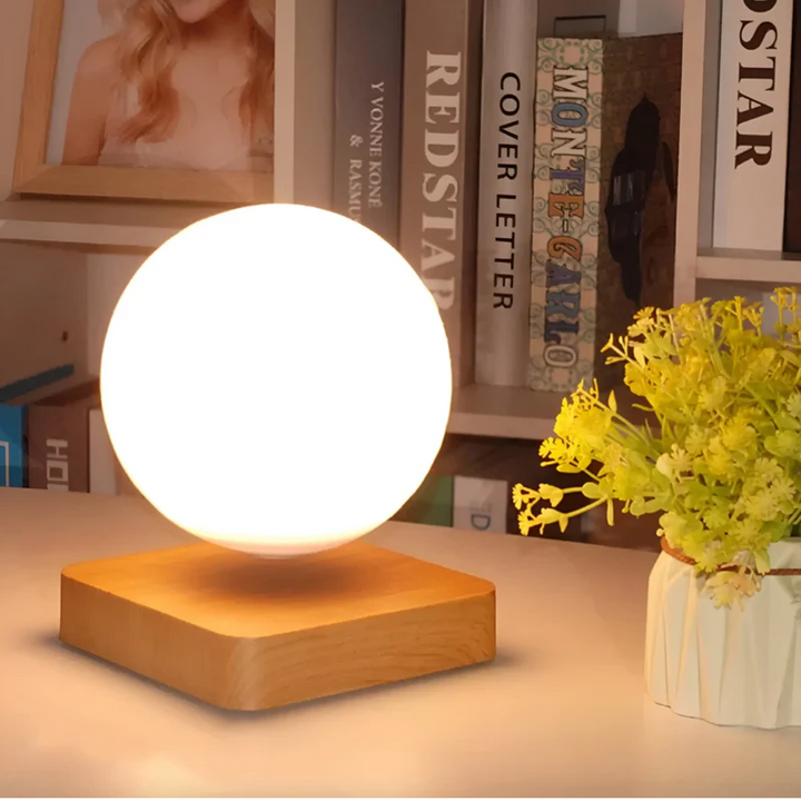 Elegant floating moon lamp, an ambient LED light with magnetic levitation, perfect for modern home decor.