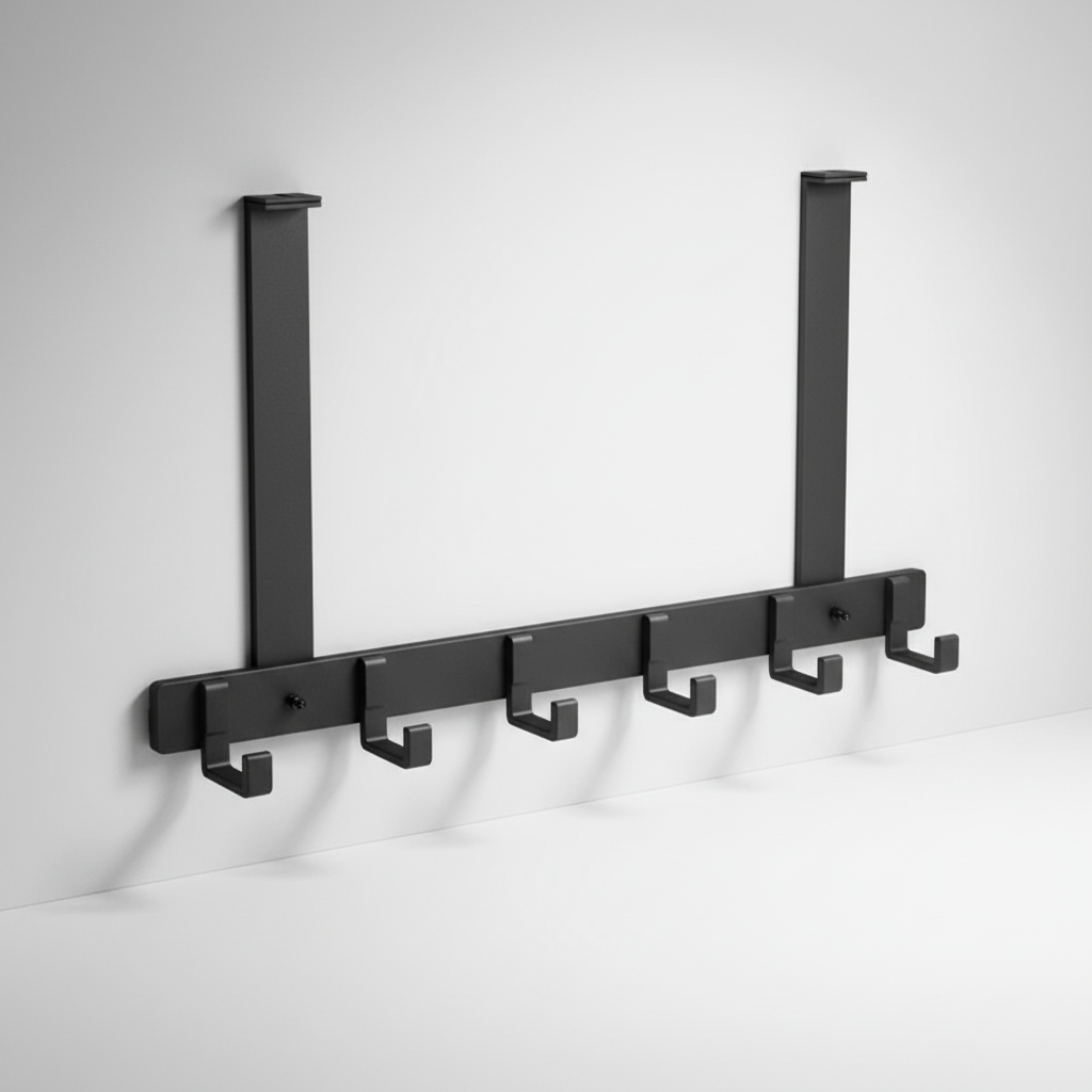 Metal over-the-door coat rack offering convenient storage, sturdy and drill-free for any room