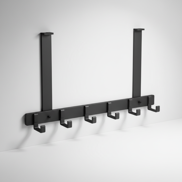 Metal over-the-door coat rack offering convenient storage, sturdy and drill-free for any room