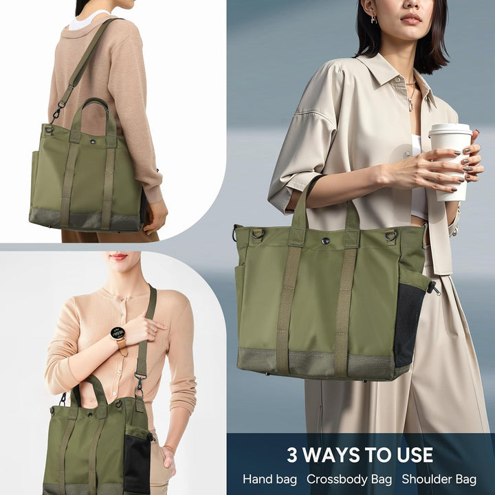 MetroCarry travel essentials tote bag, durable nylon, designed to secure a laptop and other items.