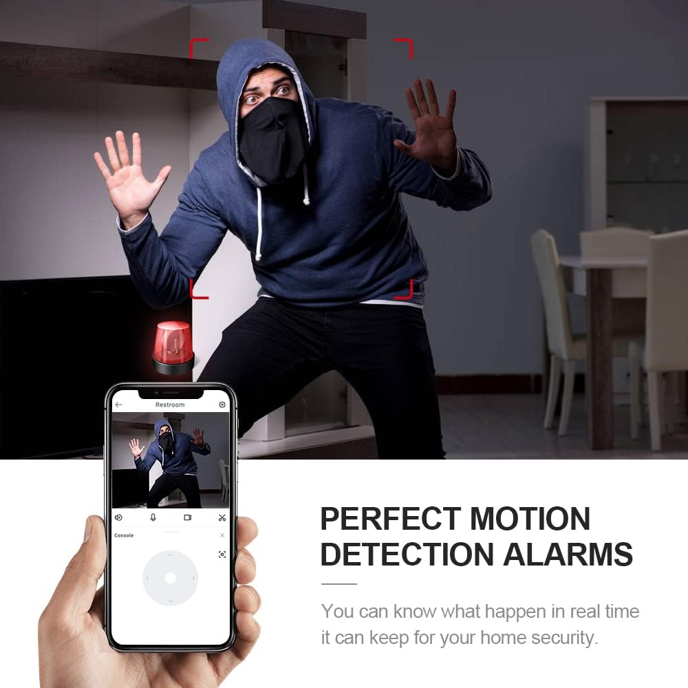 Portable mini 4K security camera, WiFi enabled, perfect for discreet indoor home surveillance.