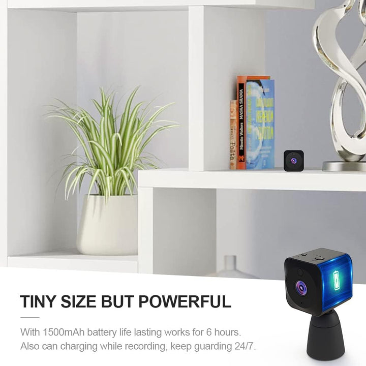 Tiny 4K hidden camera featuring WiFi and night vision, designed for indoor home security.