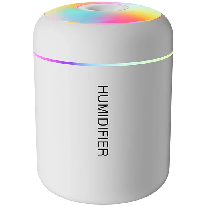 Various angles of mini USB humidifier and diffuser, portable & versatile for car/bedroom use