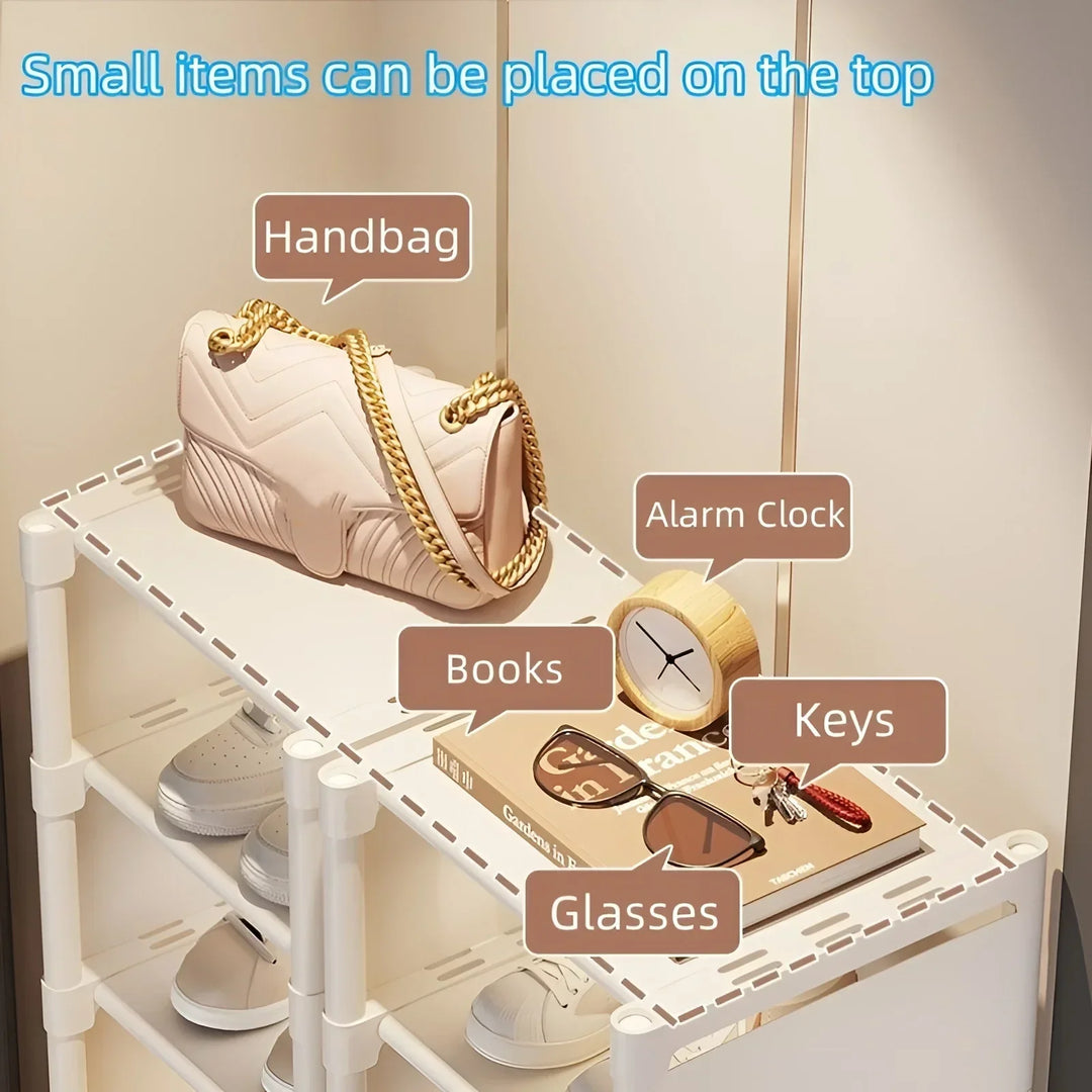 Sleek 6-tier metal shoe rack, entryway shoe storage solution for small apartments