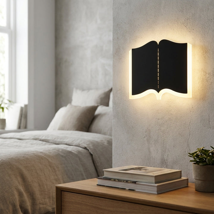Minimalist Book Wall Sconce LED Lamp, modern reading light for bedroom