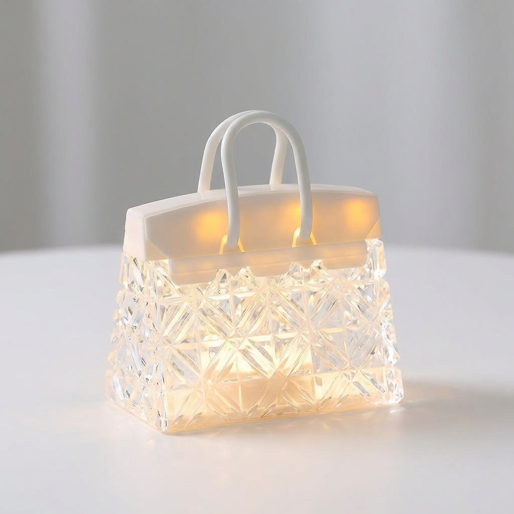 Aurabell decorative tabletop light, a unique handbag-shaped accent lamp providing mood lighting