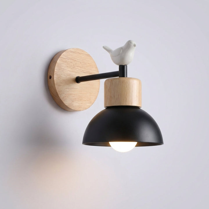 Architectural LED wall sconce by Glowfowl, featuring a clean design and wood detail, enhancing home lighting aesthetics.