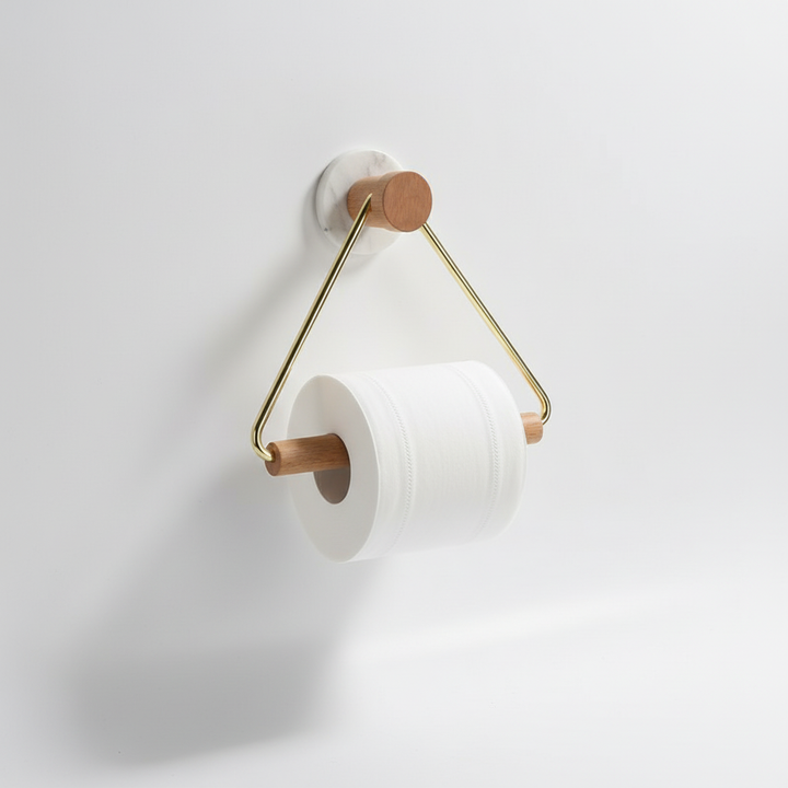 Clean design metal and wood storage holder, a sophisticated and practical addition to any bathroom