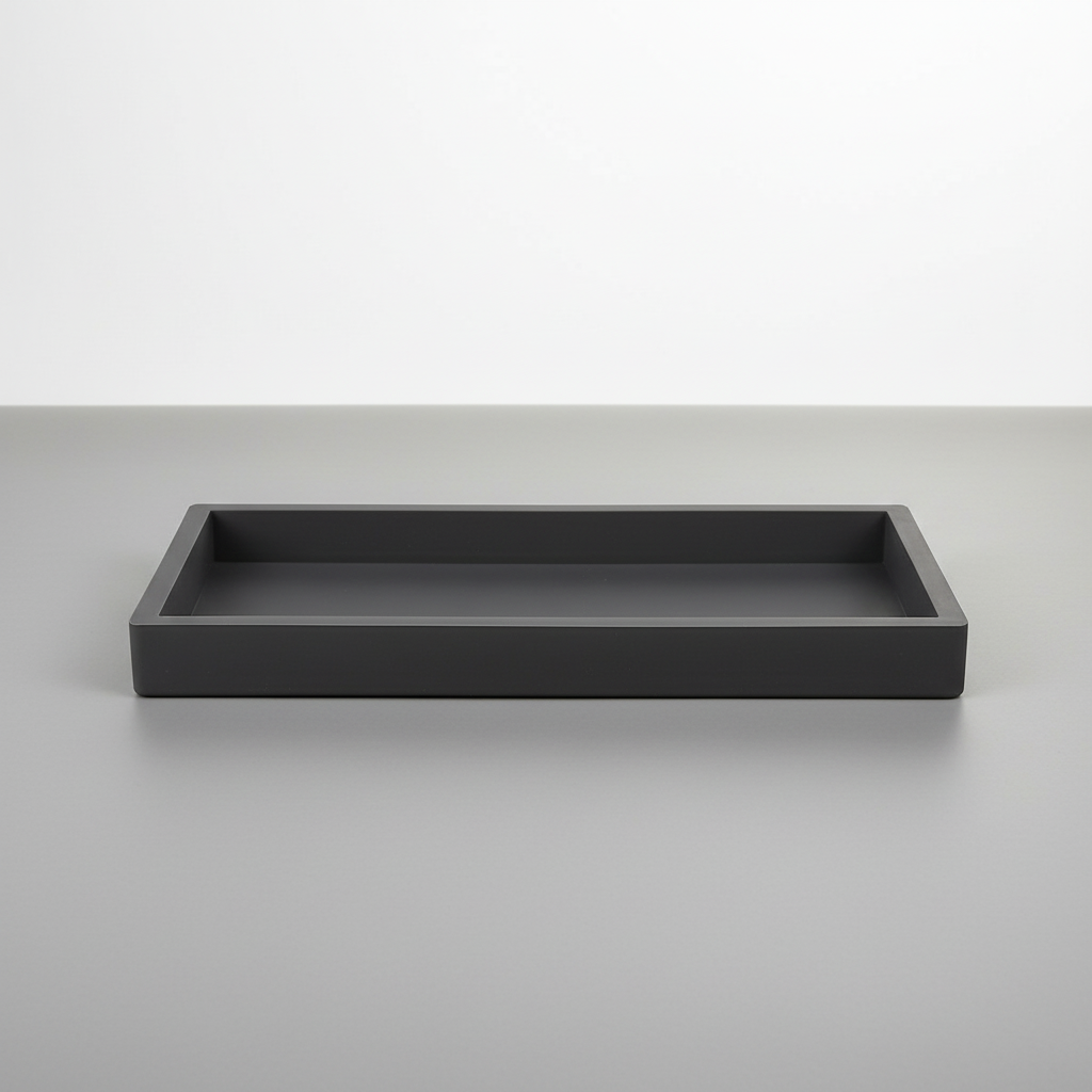 Grey minimalist silicone storage tray, ideal as a bathroom caddy for toiletries.
