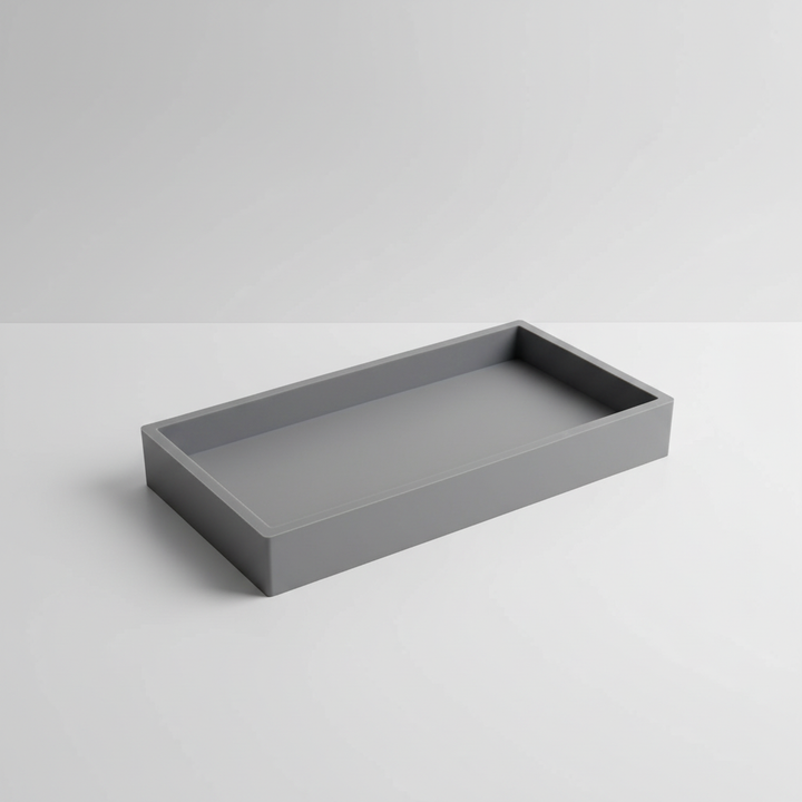 White minimalist silicone vanity tray, versatile for organizing cosmetics or small items.