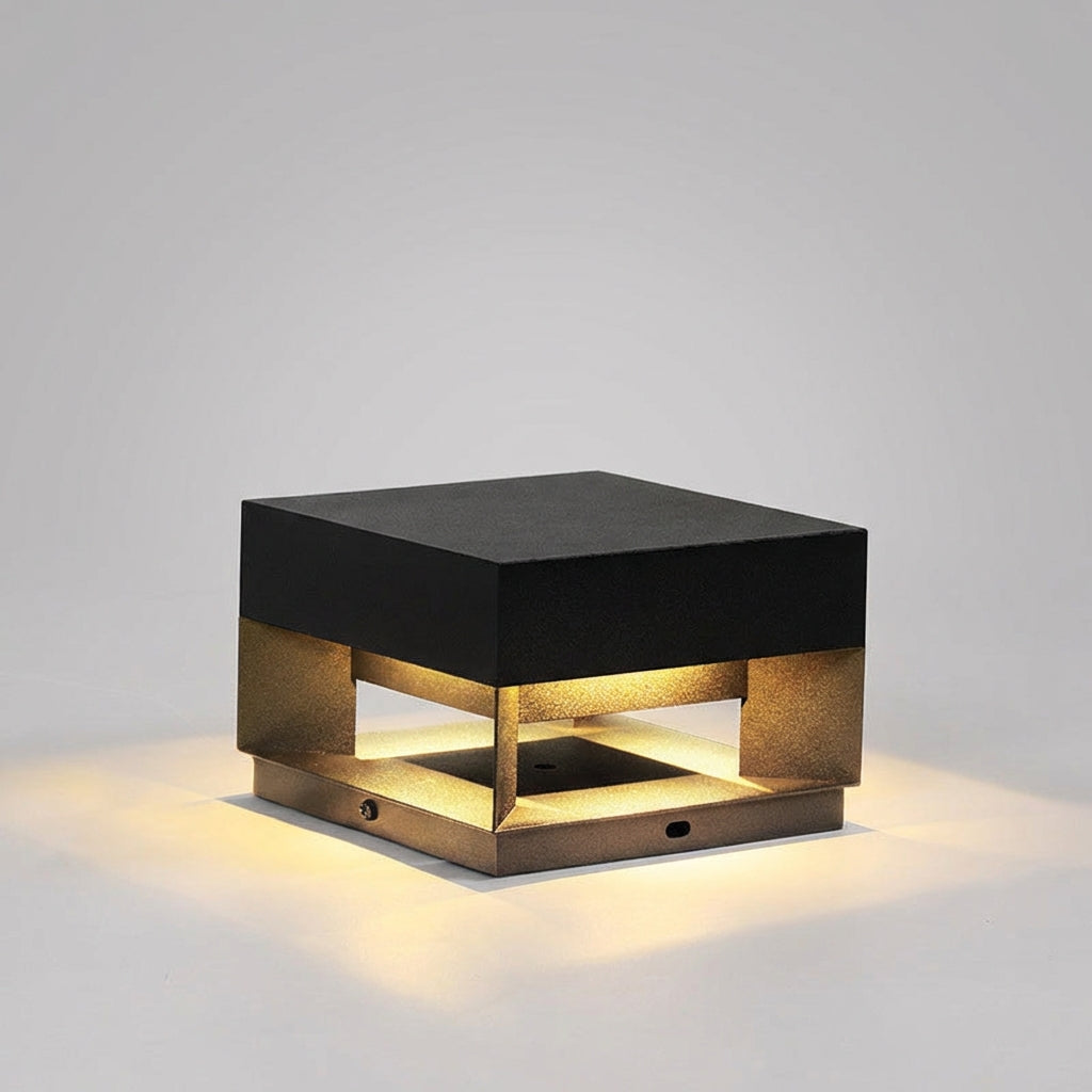 Side view of minimalist square LED wall mount light, enhancing modern outdoor spaces.