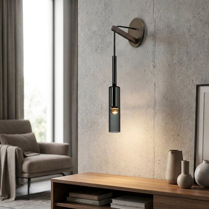 Minimalist wall-mounted LED lamp, Skandell, modern design for ambient home lighting, glass and metal