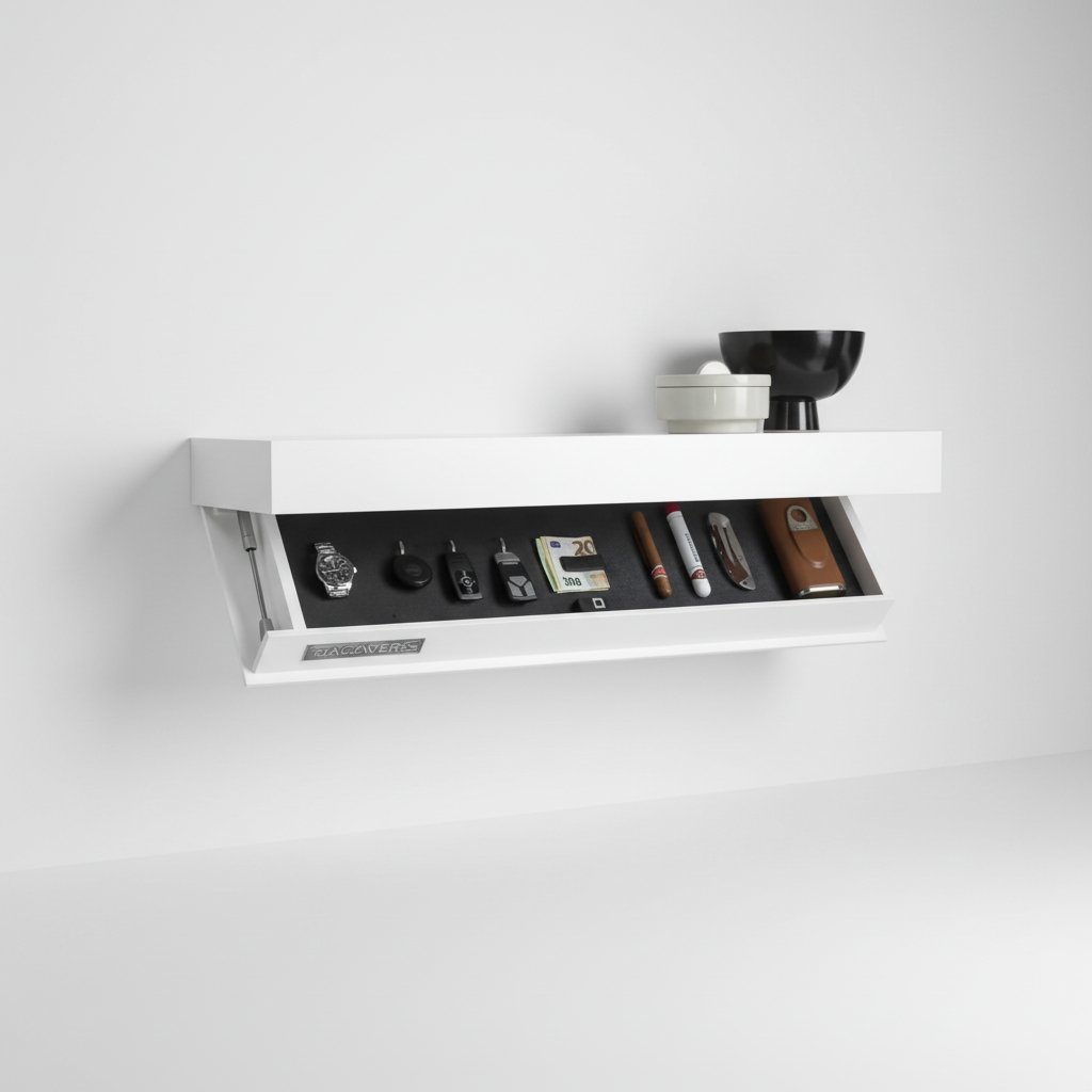 Space-saving wooden floating wall shelf, perfect for minimalist decor and hidden storage