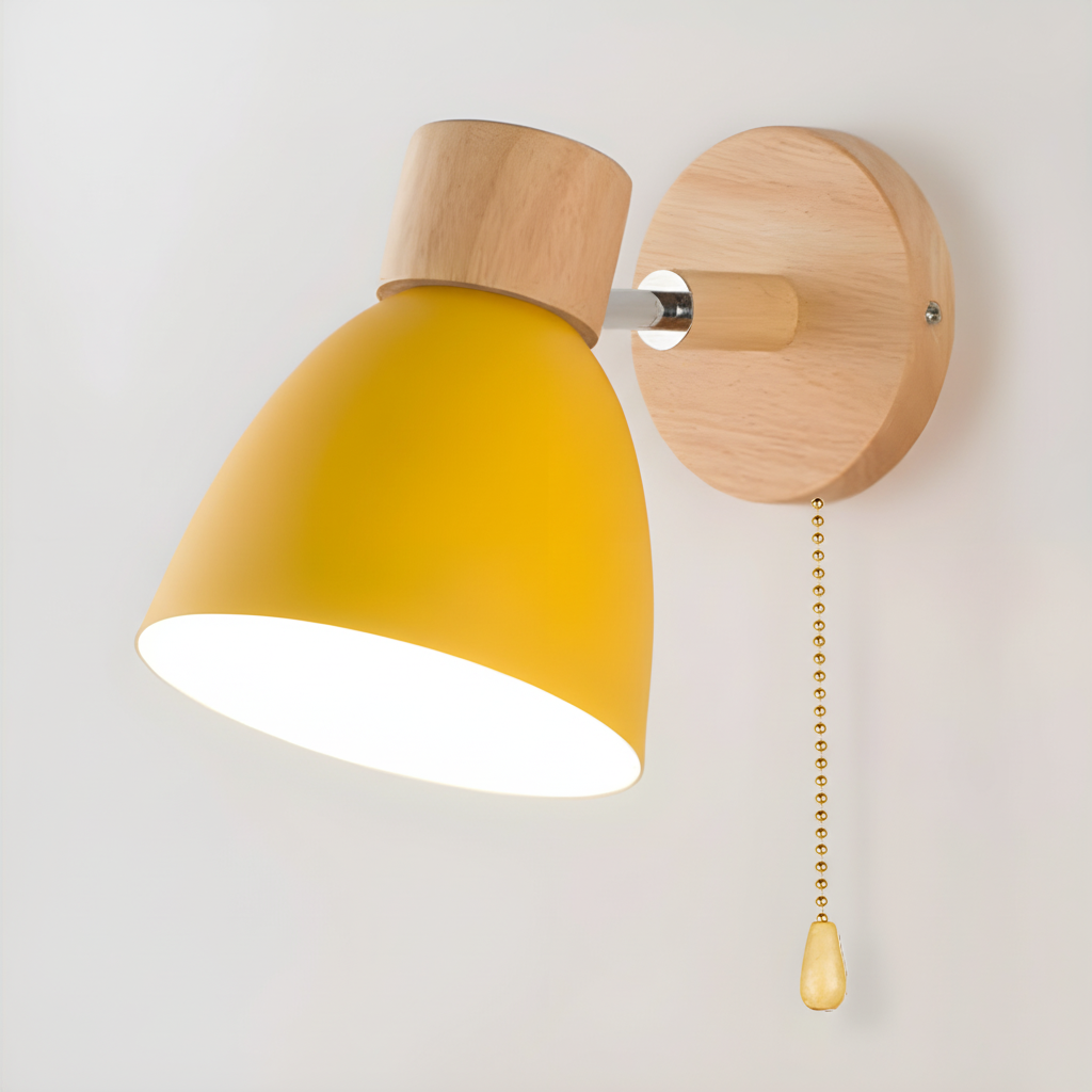Wooden wall lamp, minimalist and functional, creating soft light for home decor