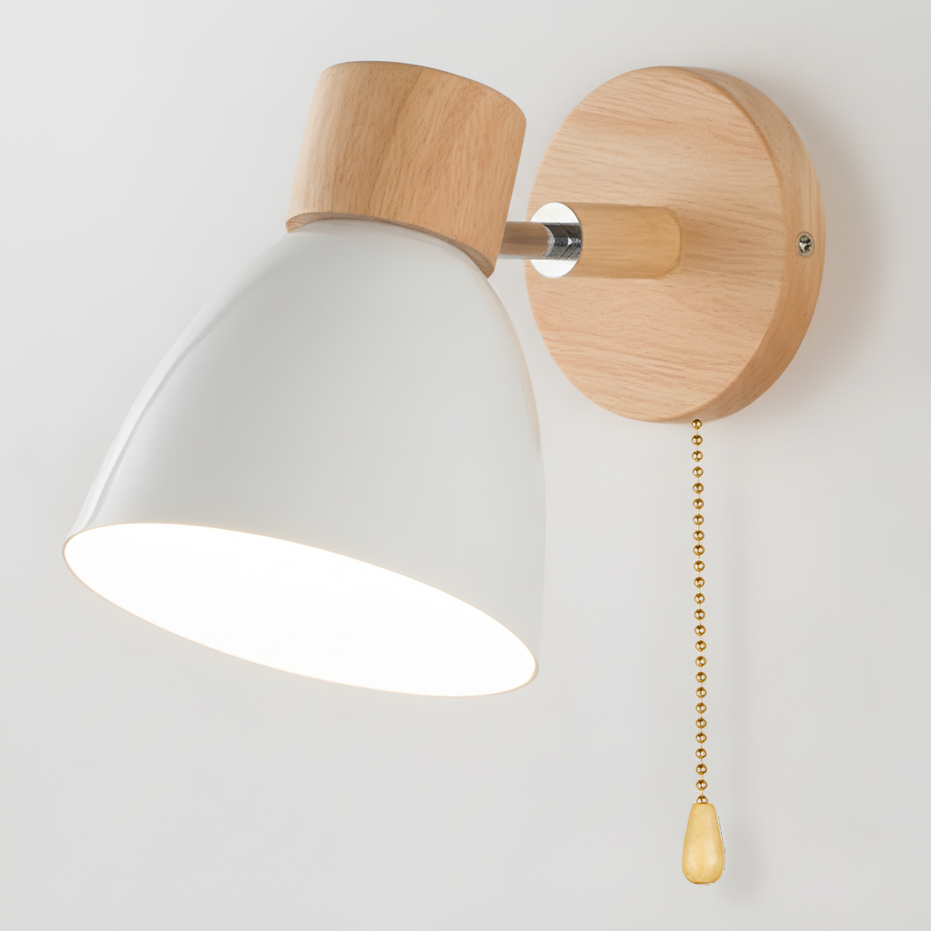 Elegant wooden wall lamp featuring a clean, minimalist design and E27 fitting