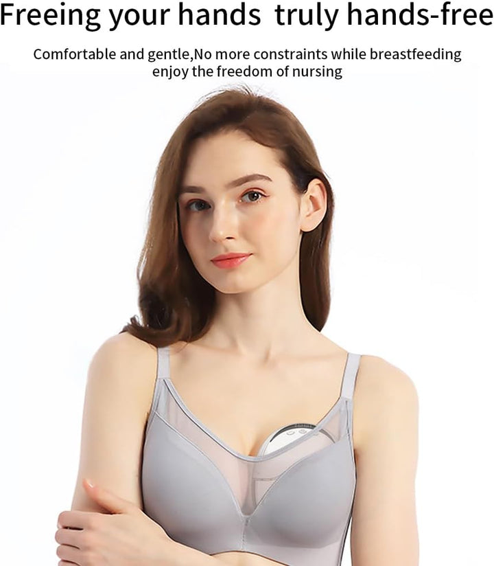 Mother traveling with Mirava wearable breast pump, highlighting its portability for discreet pumping