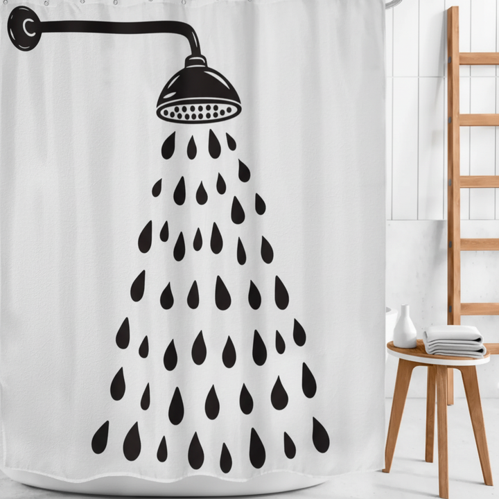 Showerlyn modern abstract black and white dot pattern shower curtain, home goods