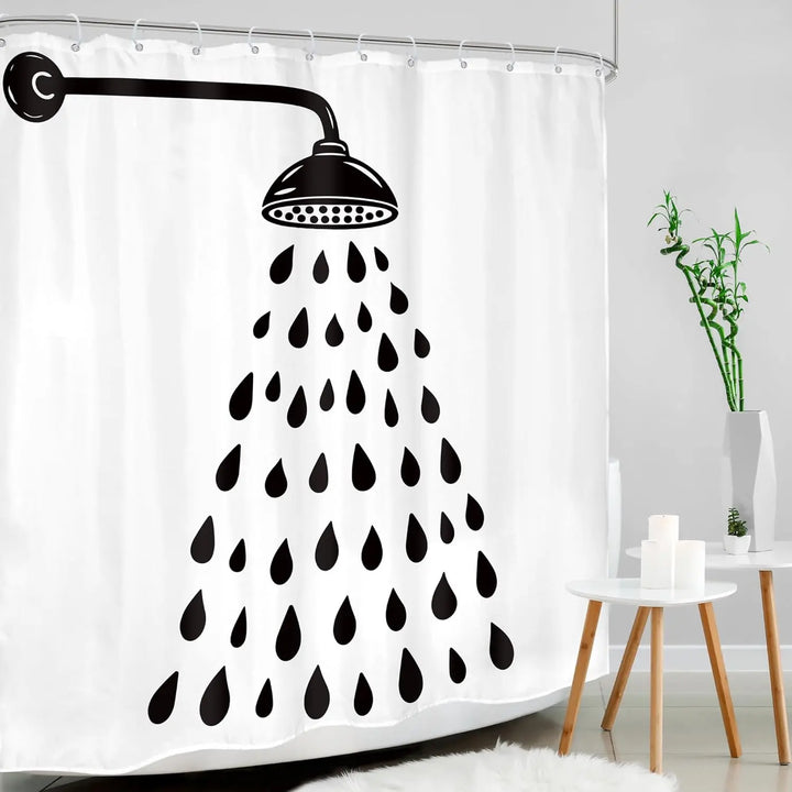 Stylish polyester shower curtain with abstract raindrops, waterproof and ideal for modern home decor