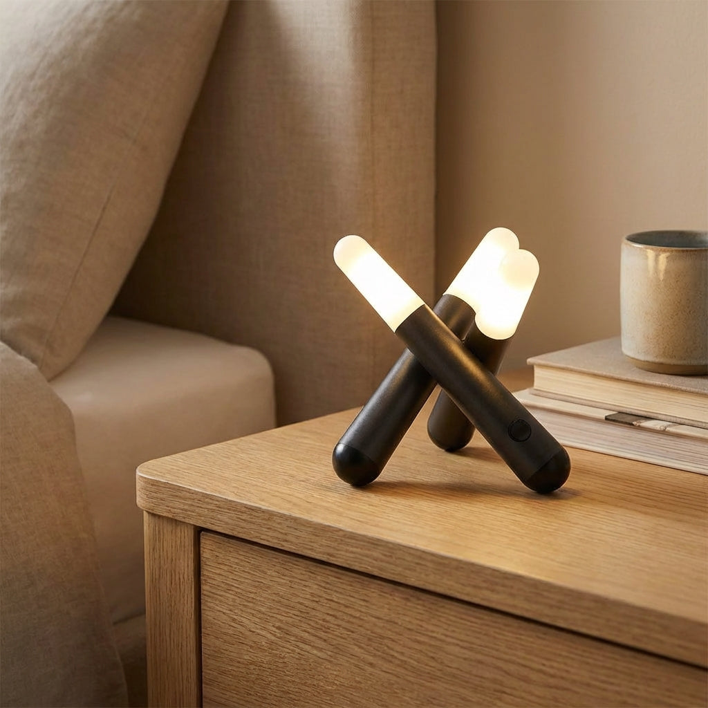 Modern Adjustable Three Head Table Lamp, Trivela, black finish, illuminating a desk, for ambient lighting
