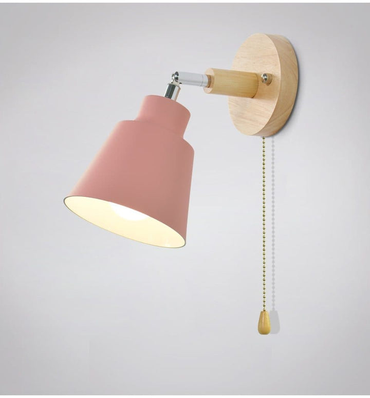 Adjustable wall lamp with a flexible arm and easy-to-use pull switch, ideal for modern home decor accent.