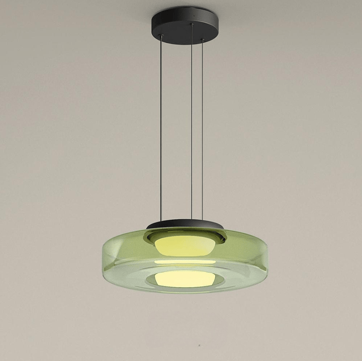 Stylish glass pendant light, Bauhaus. Adjustable LED fixture for modern interior design.