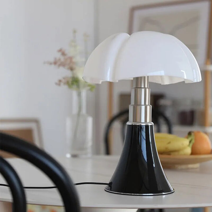 Modern flower table lamp with dimmable LED light, perfect accent for bedroom or desk decor.