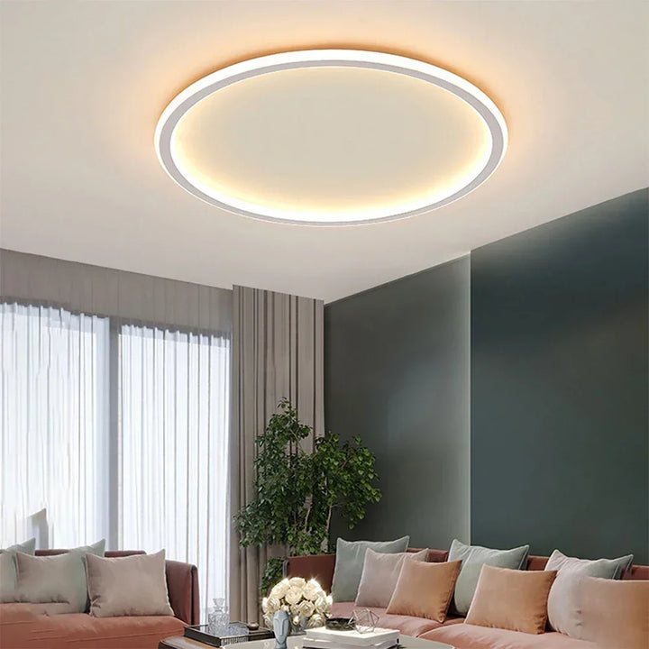 Scandinavian LED ceiling fixture, silver aluminum, brightens up any room
