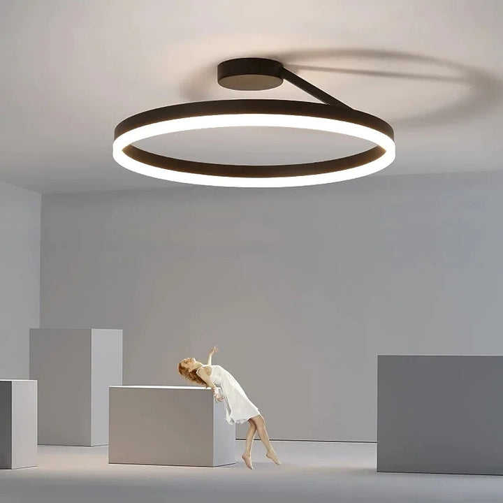 Contemporary LED ceiling fixture, Luminara, perfect for living room or bedroom lighting.