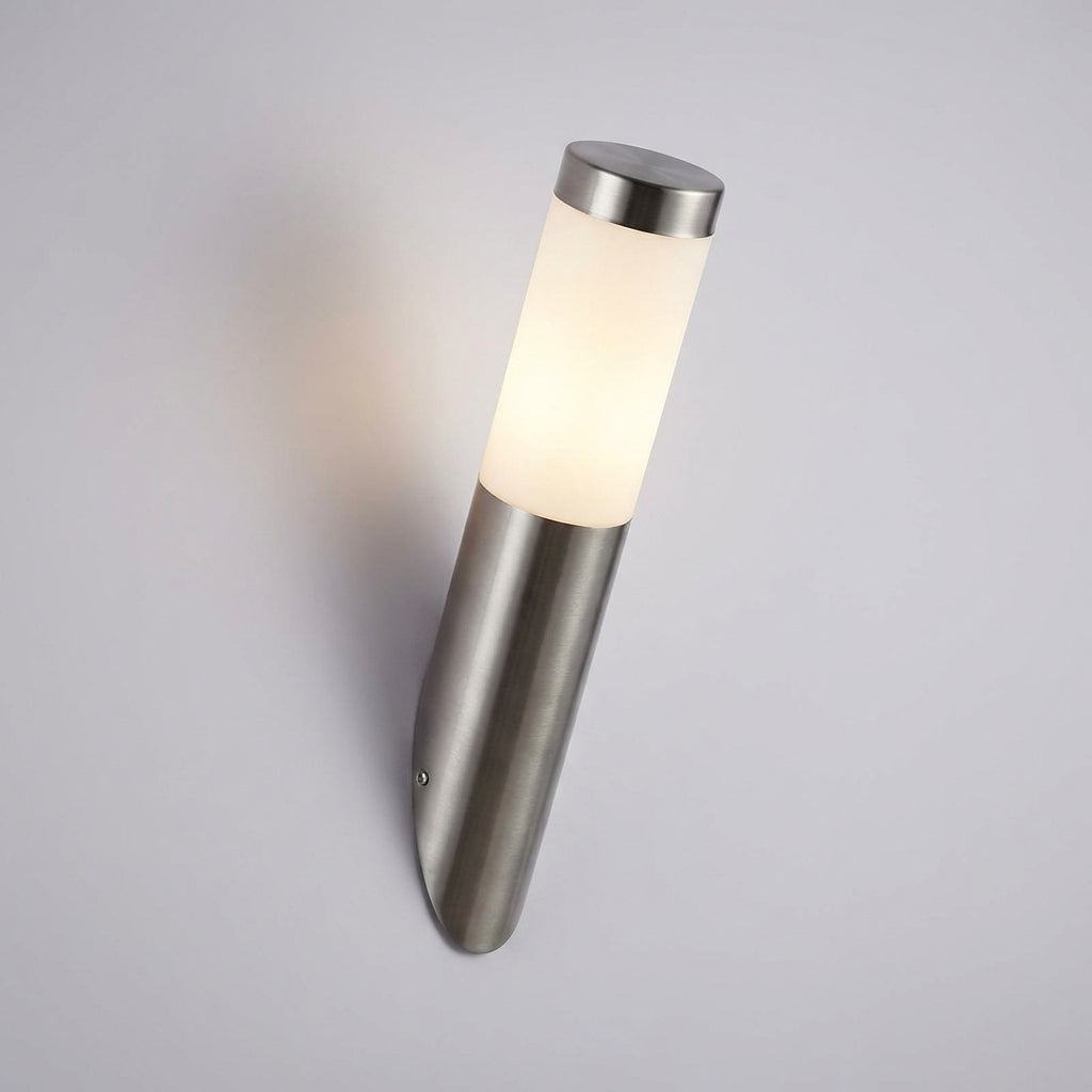 Durable outdoor wall sconce, featuring LED lighting and motion detection for enhanced home security.
